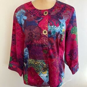 Coldwater creek colorful lightweight blazer watercolor print